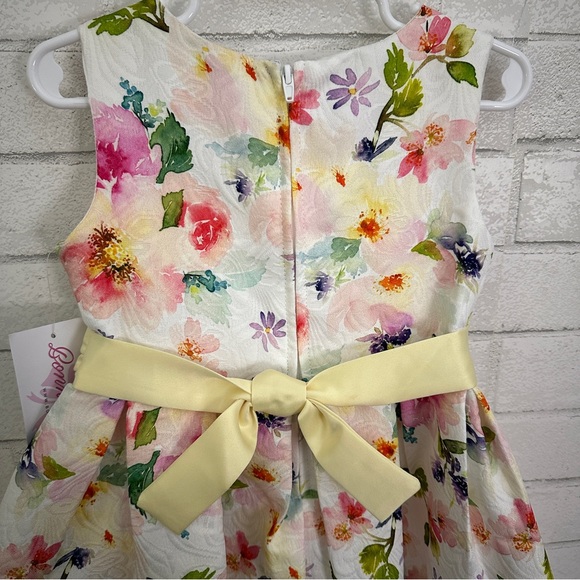 BONNIE JEAN Girls White Floral Sleeveless Bow Dress - Picture 6 of 7